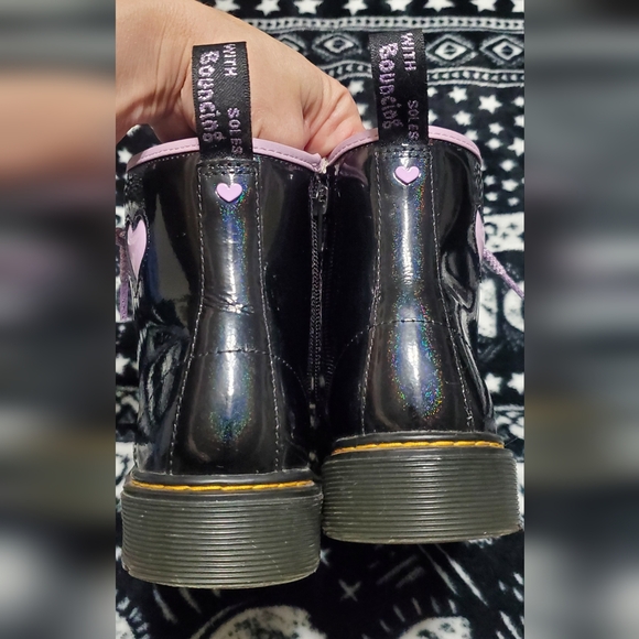 Doc Martens Rainbow Glitter with Lavender Hearts
